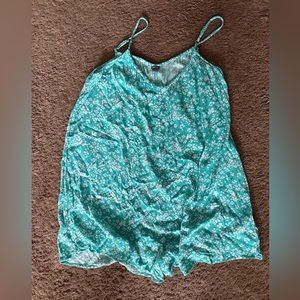 Aerie teal and white flower romper/ beach cover up size medium